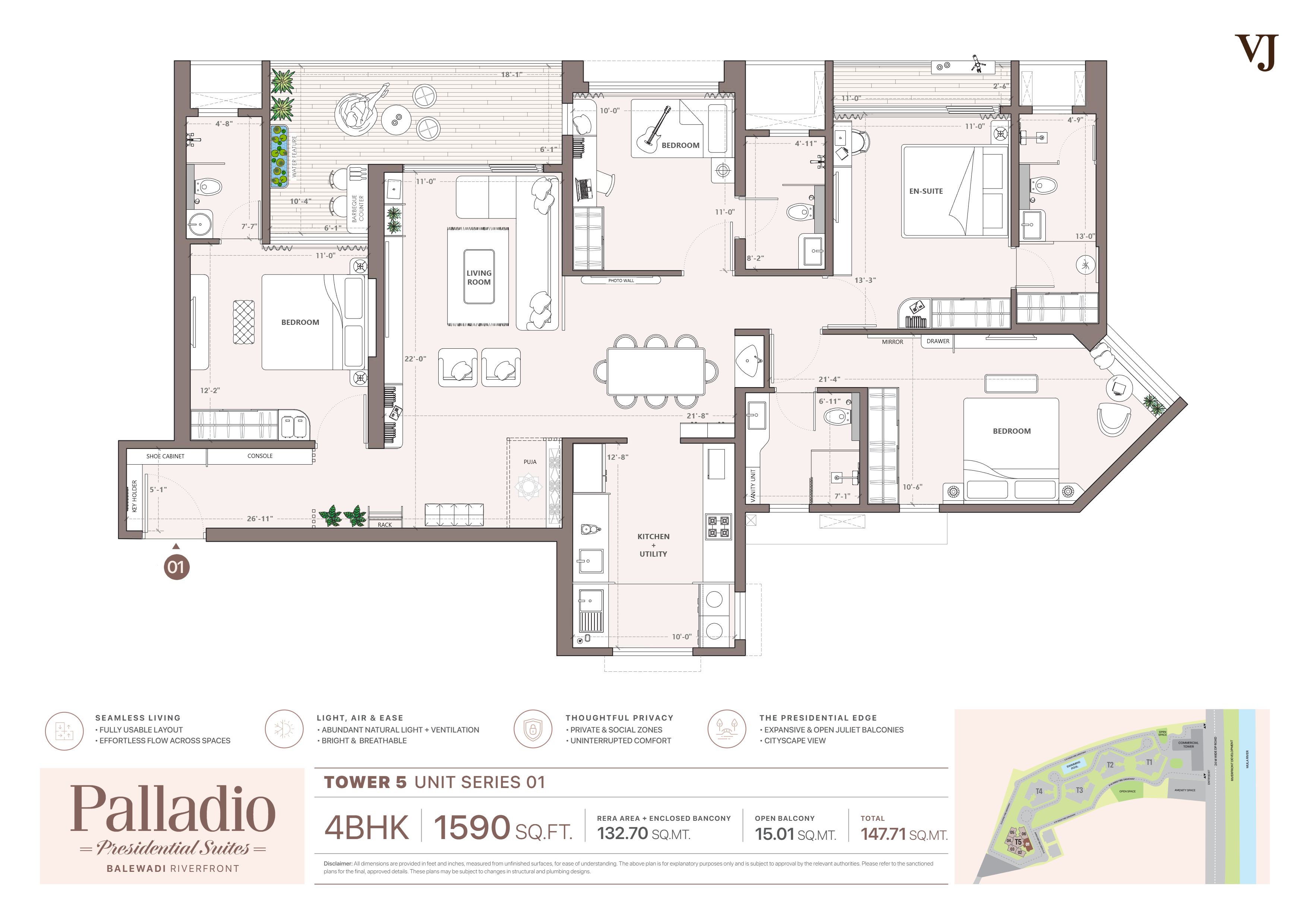 T5 Floor & 2Unit Plan-4BHK